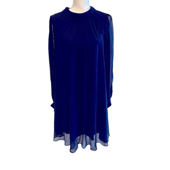 Badgley Mischka Navy Swing Dress Size 8 - Picture 4 of 8